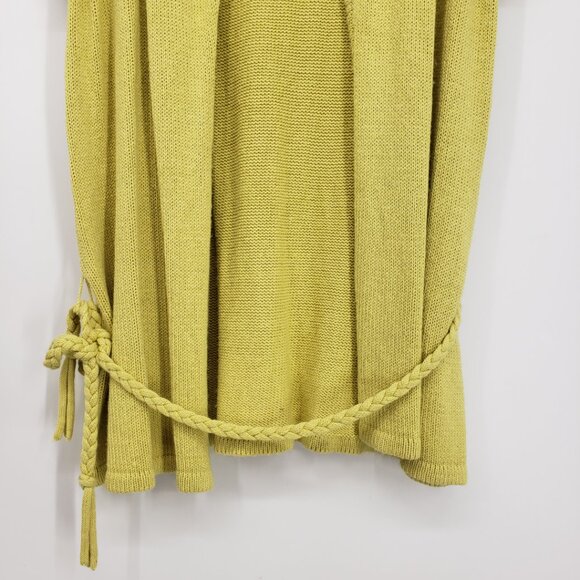 White + Warren Short Sleeve Belted Cardigan Sweater XL Chartreuse Yellow Green - Picture 5 of 8